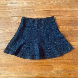 Y2K STRETCHY BLACK MARLED KNIT FIT + FLARE MINI SKIRT
